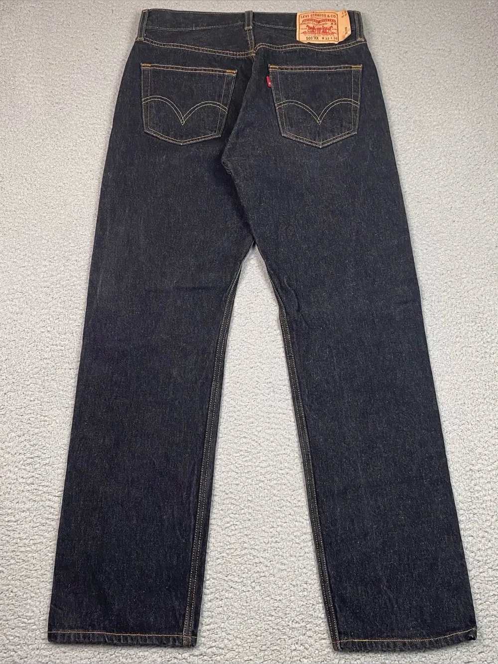 Levi's 501XX Jeans Men's Size 31x31 (Tag Reads 33x34) Dark Wash Denim Button Fly